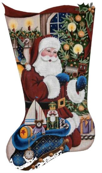 click here to view larger image of Santa Presents Boy Stocking - 18ct (hand painted canvases)