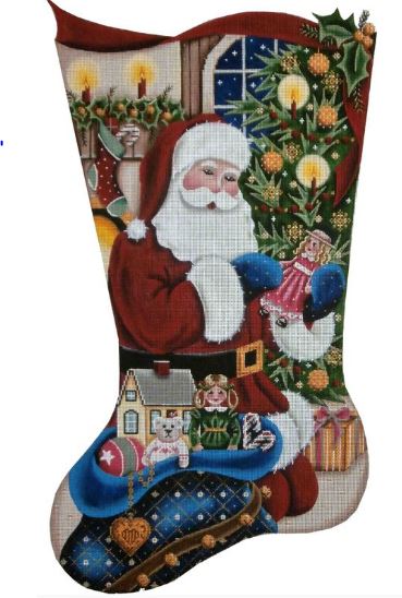 click here to view larger image of Santa Presents Girl Stocking - 13ct (hand painted canvases)