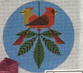 click here to view larger image of Cardinals Consorting Ornament (hand painted canvases)