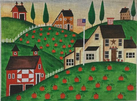 click here to view larger image of Pumpkin Red Barn (hand painted canvases)