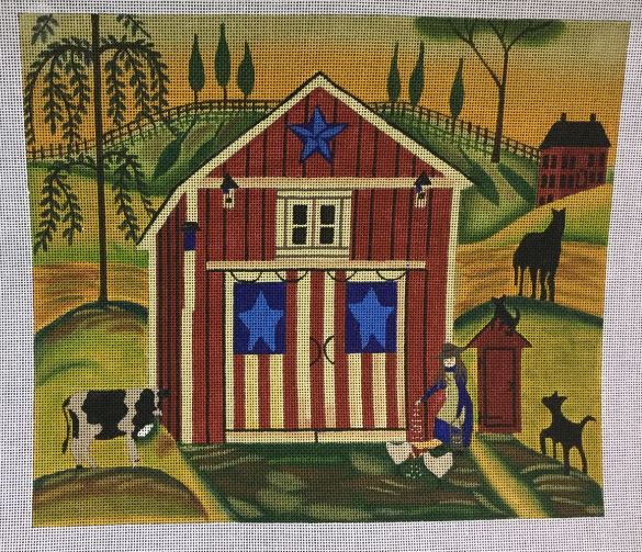 click here to view larger image of Red, White and Blue Farm (hand painted canvases)