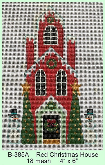 click here to view larger image of Red Christmas House (hand painted canvases)