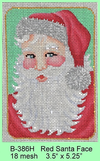 click here to view larger image of Red Santa Face Ornament (hand painted canvases)