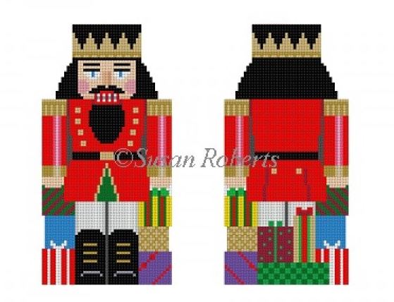 click here to view larger image of Nutcracker w/Present (2 sided) (hand painted canvases)