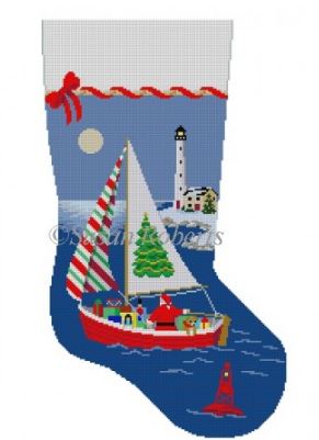 click here to view larger image of Sailing Santa Stocking (hand painted canvases)