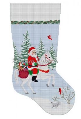 click here to view larger image of Santa on Horse Stocking (hand painted canvases)