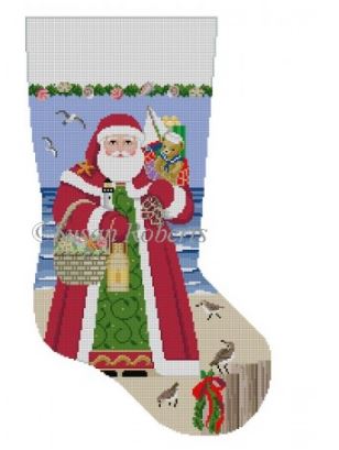 click here to view larger image of Nautical Santa Red Stocking (hand painted canvases)
