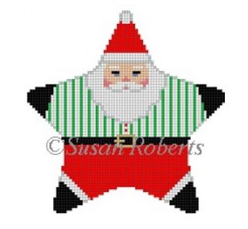 click here to view larger image of Star Santa Green Stripe Shirt (hand painted canvases)