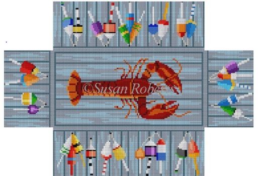 click here to view larger image of Lobster and Bouys Brick Cover (hand painted canvases)