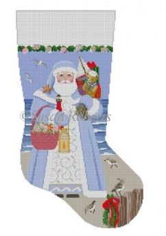 click here to view larger image of Nautical Santa Stocking (hand painted canvases)
