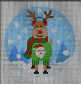 click here to view larger image of Santa Sweater Reindeer Ornament (hand painted canvases)