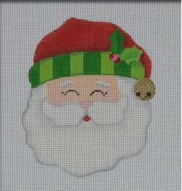 click here to view larger image of Jolly Santa Ornament - Green (printed canvas)