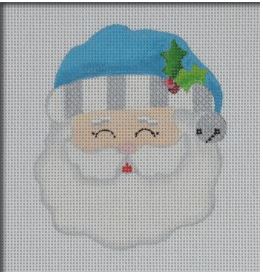 click here to view larger image of Jolly Santa Ornament - Turquoise (printed canvas)