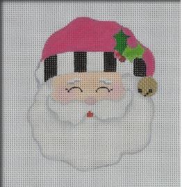 click here to view larger image of Jolly Santa Ornament - Pink (printed canvas)