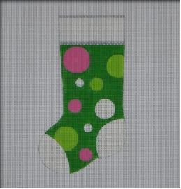 click here to view larger image of Multi Dot Mini Stocking (hand painted canvases)