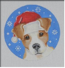 click here to view larger image of Jack Russell Santa Ornament (hand painted canvases)