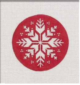 click here to view larger image of Nordic Snowflake Ornament - Red (hand painted canvases)