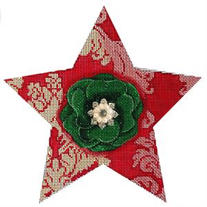 click here to view larger image of Red Damask Bling Star (hand painted canvases)