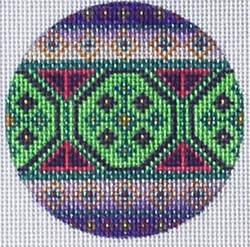 click here to view larger image of Geometric Round Ornament (hand painted canvases)