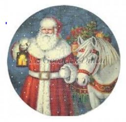 click here to view larger image of Santa w/Horse and presents - 18ct (hand painted canvases)