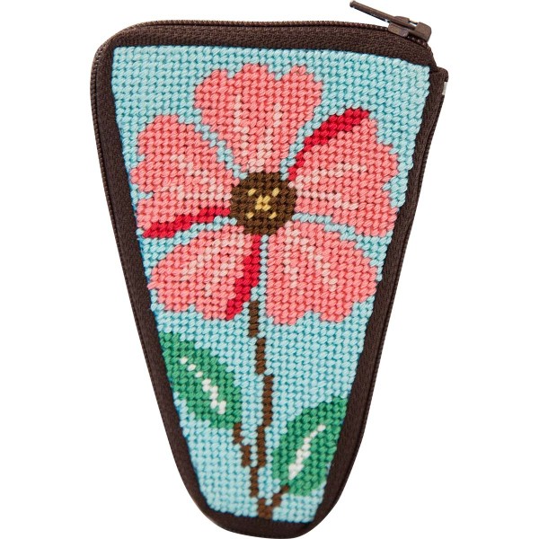click here to view larger image of Pink Flower Scissors Case (needlepoint kits)