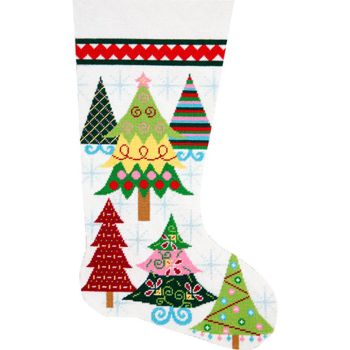click here to view larger image of Merry Christmas Trees Stocking (needlepoint kits)