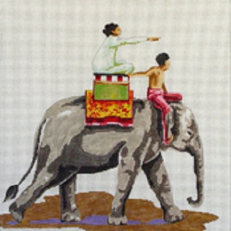 click here to view larger image of Elephant with People (hand painted canvases)