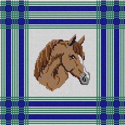click here to view larger image of Horse w/Plaid (hand painted canvases)