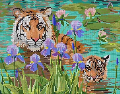 click here to view larger image of Mom and Baby Tiger (hand painted canvases)