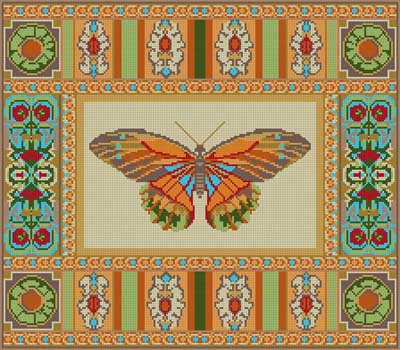 click here to view larger image of Butterfly And Patterns (hand painted canvases)