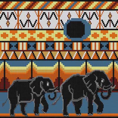 click here to view larger image of Elephants And Patterns (hand painted canvases)