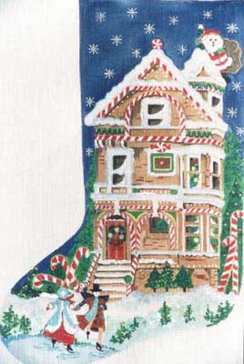 click here to view larger image of Gingerbread Stocking (hand painted canvases)