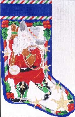 click here to view larger image of Cowboy Santa Stocking (hand painted canvases)