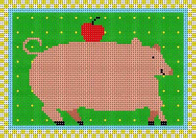 click here to view larger image of Country Pig (hand painted canvases)