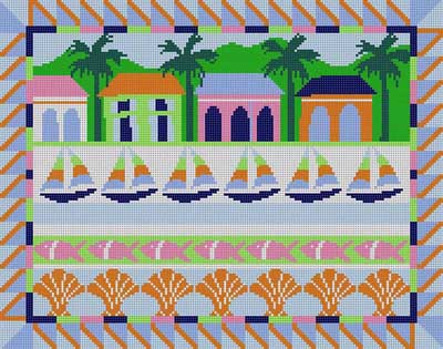 click here to view larger image of Caribbean Scene (hand painted canvases)