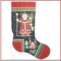 click here to view larger image of North Pole Santa And Toys Stocking (hand painted canvases)
