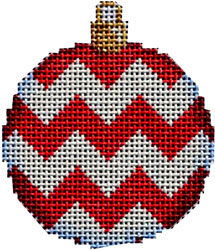 click here to view larger image of Red Chevron Mini Ball Ornament (hand painted canvases)