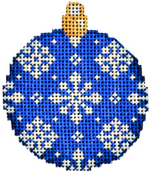 click here to view larger image of Blue Snowflake Mini Ball Ornament (hand painted canvases)