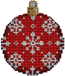 click here to view larger image of Red Snowflake Mini Ball Ornament (hand painted canvases)