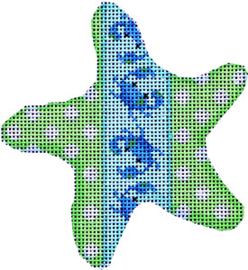 click here to view larger image of Dots/Blue Crabs Starfish Ornament (hand painted canvases)