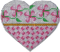 click here to view larger image of Pink Floral/Lattice Heart (hand painted canvases)