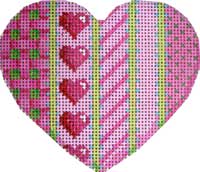click here to view larger image of Vertical Pink Patterns Heart (hand painted canvases)