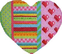 click here to view larger image of Dots/Stripes/Hearts Heart (hand painted canvases)