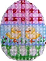 click here to view larger image of Gingham/Chicks/Eggs Mini Egg (hand painted canvases)