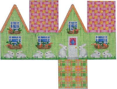 click here to view larger image of Easter Cottage - Pink Lattice Roof (hand painted canvases)