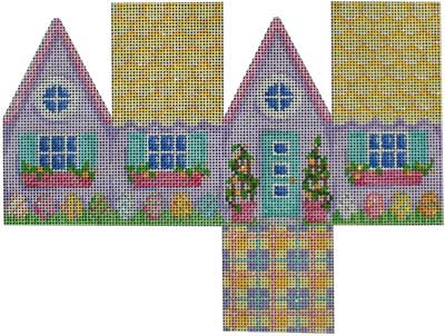 click here to view larger image of Easter Cottage - Yellow Scallop Roof (hand painted canvases)