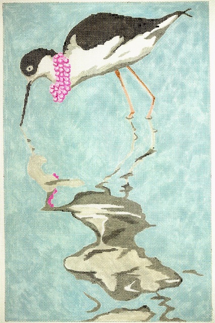 click here to view larger image of Necklaced Avocet (hand painted canvases)