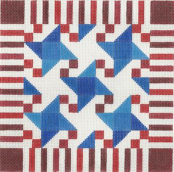 click here to view larger image of Stars and Stripes Quilt (hand painted canvases)