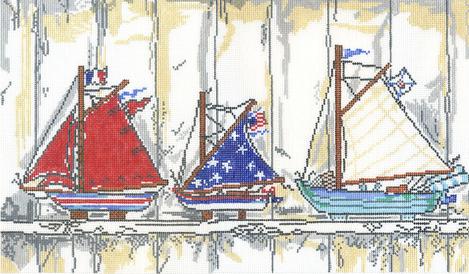 click here to view larger image of Boats on Shelf (hand painted canvases)