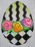 click here to view larger image of Black and White Egg - Roses (hand painted canvases)